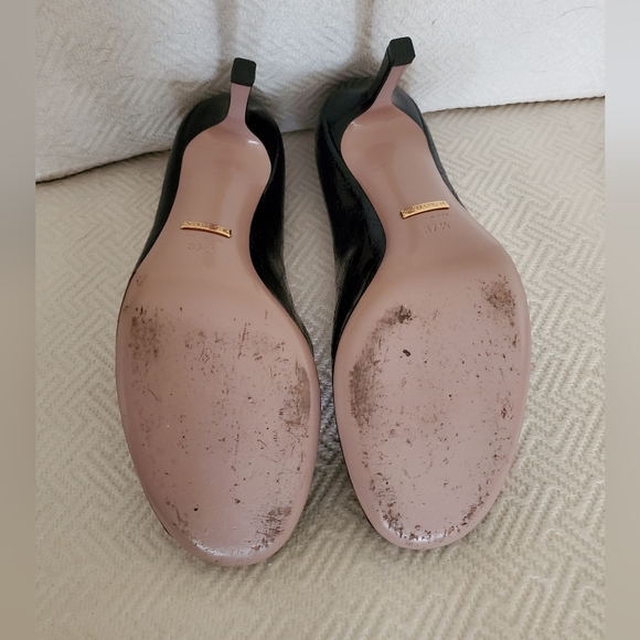 Gucci Black Patent Leather Guccisima Peep Toe Pumps Size 37 1/2 - Picture 7 of 7